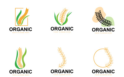 Logo pšenice rýže Zemědělská organická rostlina VectorV7