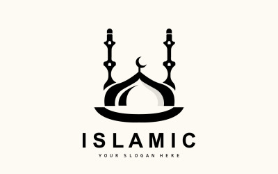 Meczet logo ramadan szablon projektu wektorv1