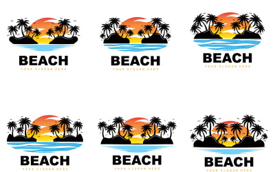 Palm Tree Logo Beach Vector Summer DesignV5