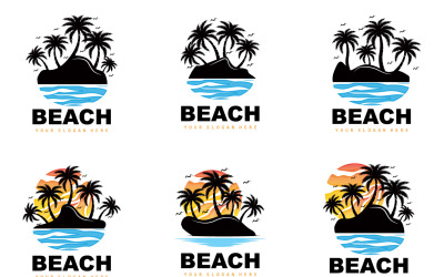 Palmiye Ağacı Logosu Plaj Vektör Yaz DesignV2