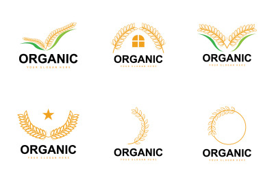Wheat Rice Logo Agricultural Organic Plant VectorV3