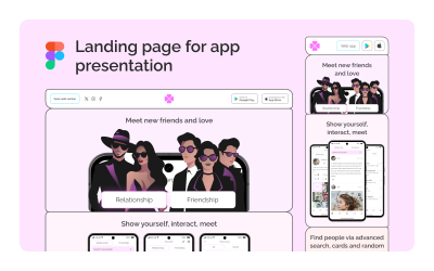 Bloom – modelo de interface de usuário da página de destino de representação de aplicativo móvel