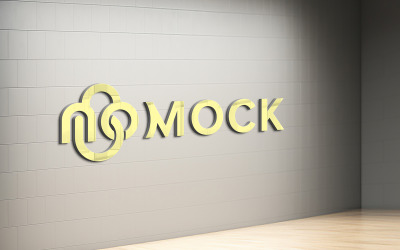 3d logo mockup on gray wall background