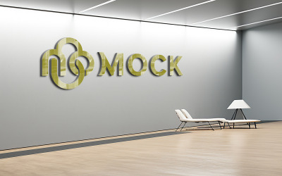 Reralistic logo mockup on gray wall