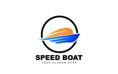 Schnellboot-Logo, Vektor-Seeschiff-Design V16