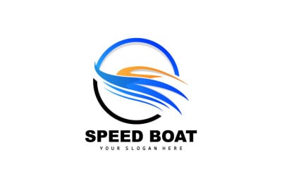 Швидкісний катер векторний логотип морського корабля дизайн 14
