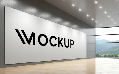 Wall indoor black logo mockup