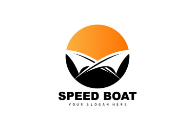 Diseño de barco de mar vectorial con logotipo de lancha rápida V29