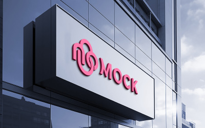3d facade sign brand logo mockup