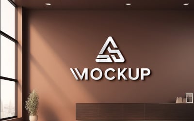 3d logo mockup on brown wall psd