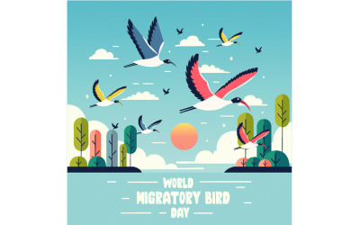 Ilustración de Vector del Día Mundial de las Aves Migratorias
