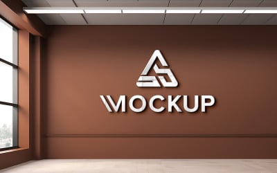 Logo mockup on brown wall psd