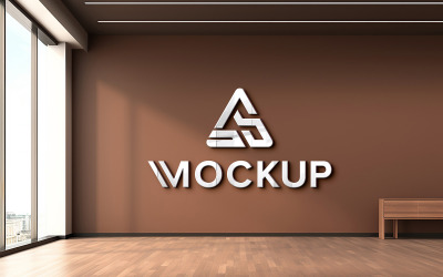 Logo mockup on wall with window