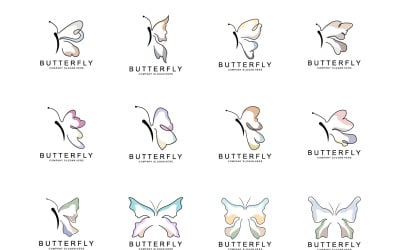 Mariposa logo vector hermoso animal volador v2
