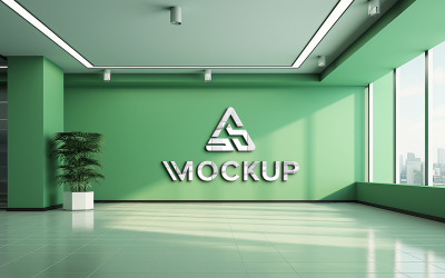 Mockup on light green wall