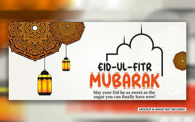 Projekt postu życzeń Eid z pogrubioną grafiką mandali, projekt wektora EPS