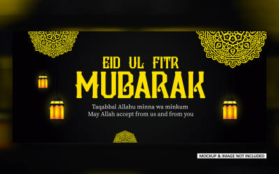 Projekt postu życzeń Eid z pogrubioną grafiką mandali, szablon projektu wektora EPS.
