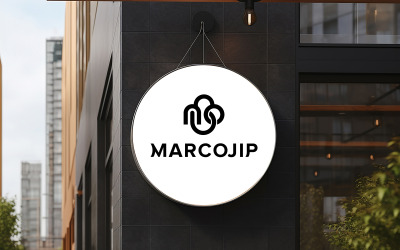Round sign box mockup template