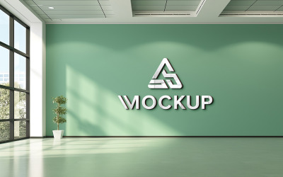 Wall logo mockup Realistic 3d