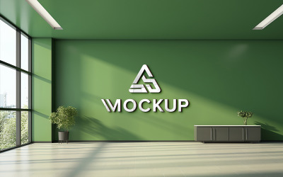 Wall logo mockup realistic psd template