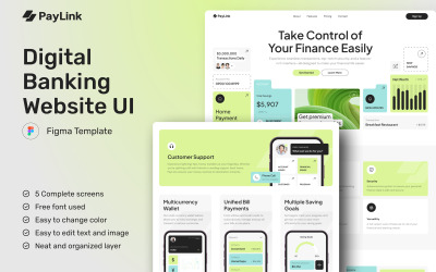 PayLink - Digital Banking Webbplats UI