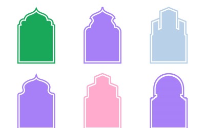 Islamic Arch Design Glyph with outline Set 6 - 1
