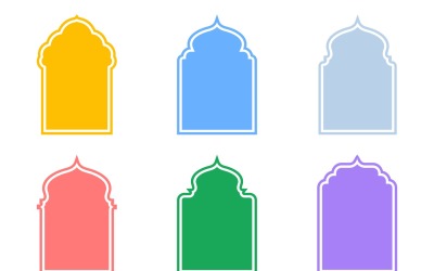 Islamic Arch Design Glyph with outline Set 6 - 7
