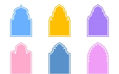 Glifo de diseño de arco islámico con contorno Conjunto 6 - 8