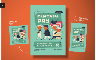 Memorial Day Flyer Mid Century-thema