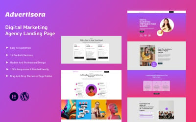 Advertisora – комплект шаблонів цільової сторінки рекламного агентства Elementor
