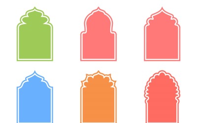 Islamic Arch Design Glyph with outline Set 6 - 10
