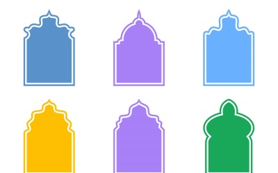 Islamic Arch Design Glyph med kontur Set 6 - 11