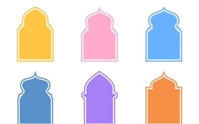 Islamic Arch Design Glyph with outline Set 6 - 25