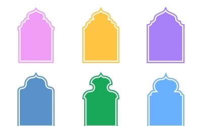 Islamic Arch Design Glyph med kontur Set 6 - 30