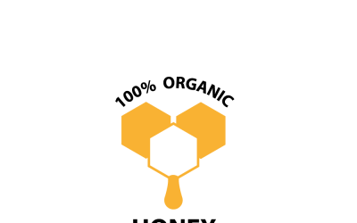 Logotipo de mel orgânico cru selvagem 100% natural