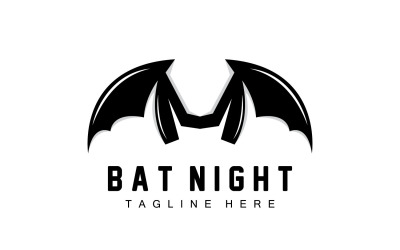 Logotipo de murciélago colgante Bat Animal Vector v5