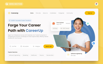 CareerUp - Šablona Figma sekce hrdiny hledání zaměstnání