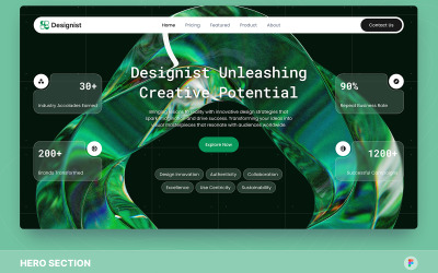 Дизайнер - Шаблон Figma раздела Creative Portfolio Hero