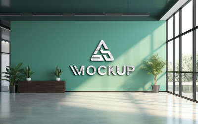 3d indoor wall logo mockup