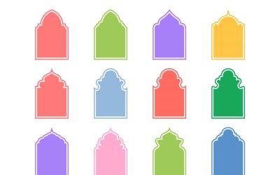 Islamic Arch Design Glyph med kontur Set 12-13