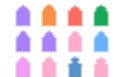 Islamic Arch Design Glyph with outline Set 12-14
