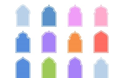 Islamic Arch Design Glyph with outline Set 12-15