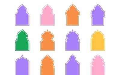 Islamic Arch Design Glyph with outline Set 12-17