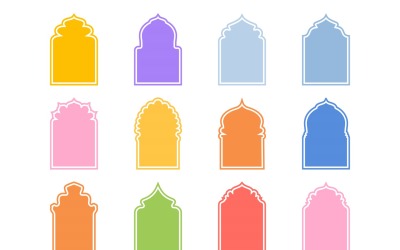 Islamic Arch Design Glyph with outline Set 12-2