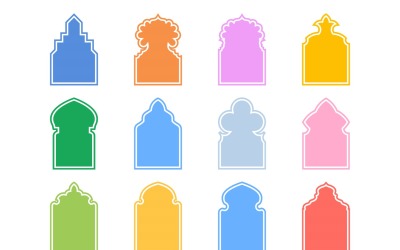 Islamic Arch Design Glyph with outline Set 12-4