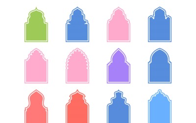 Islamic Arch Design Glyph with outline Set 12-8