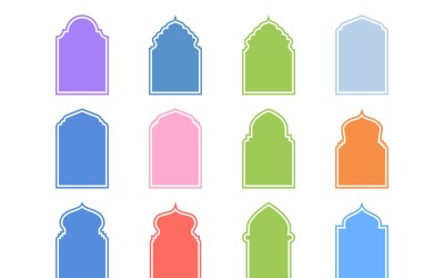 Islamic Arch Design Glyph med kontur Set 12-9