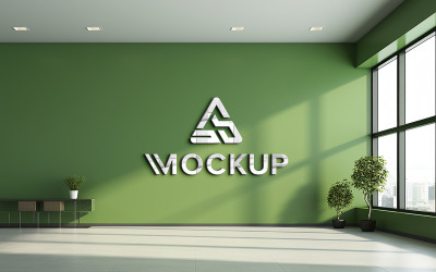 Olive color logo mockup indoor wall