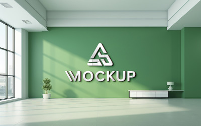 Wall logo mockup Realistic 3d psd