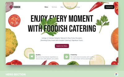 Foodish - Figma-Vorlage für den Abschnitt „Catering Hero“